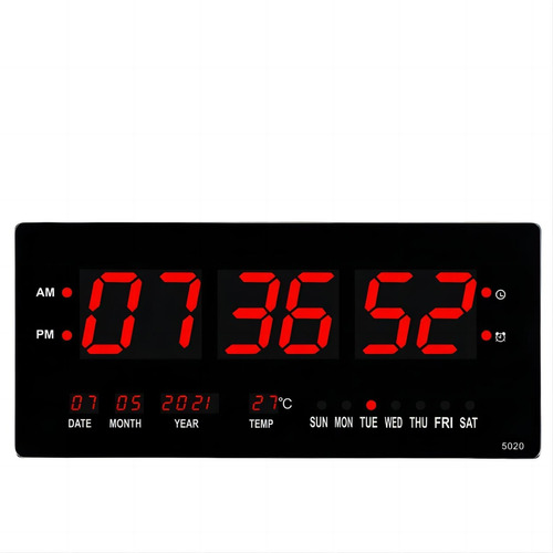 Reloj De Pared Digital Led Con Temperatura Y Alarma 48cm