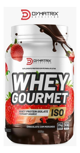 Whey Gourmet 900gr Isolado Concentrado Whey Protein Sabor Chocolate Com Morango