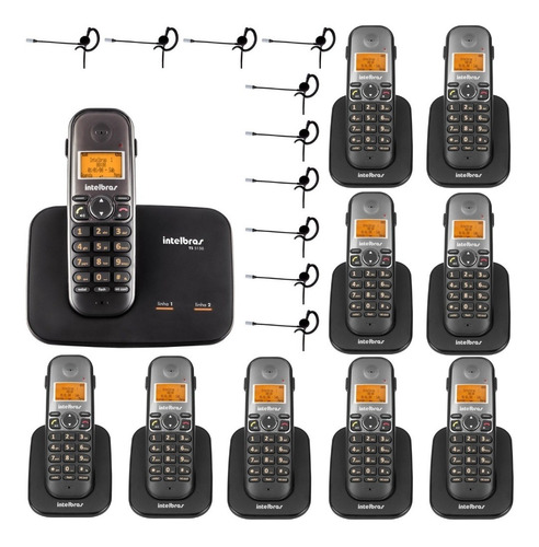 Kit Aparelho Telefone Ts 5150 Bina 2 Linhas 9 Ramal Headset