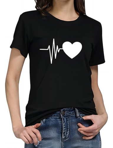 Camiseta De Moda Para Mujer Sudadera Con Corazón Playeras