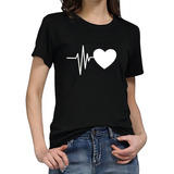 Camiseta De Moda Para Mujer Sudadera Con Corazón Playeras
