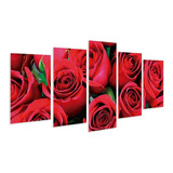 Kit Quadros Mosaico Decorativo Sala Rosas Vermelhas Natureza