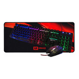 Kit Gamer 3pzs Teclado Retroiluminado/mouse Rgb/mouse Pad Xl