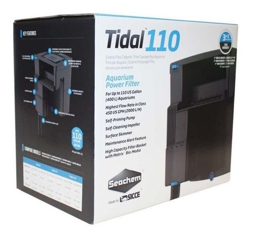 Filtro De Cascada Tidal 110 Para Agua Dulce Y Salada 400 Lt 