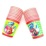 Vaso Cumpleaños Mario Bross Cotillon Pack 10 Vasos - Glovers