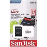 Cartão Micro Sdxc 64gb Ultra Sd Classe 10 80mb/s Nf E Garant