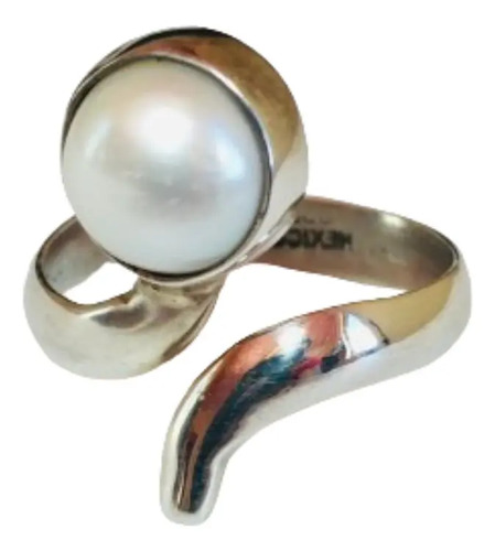 Anillo De Perla 100% Natural Ajustable Redondo | Plata .925