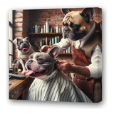 Cuadro 30x30cm Barberia Bulldog Frances Peluqueria M4