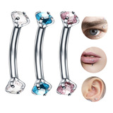 Piercing Curvado Aço Cirurgico Pedras Em Zircônia Hélix Hook