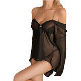 Baby Doll Ladies Sexy Lingerie Model Camisa Transparente