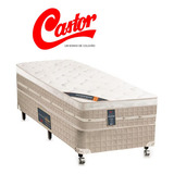 Cama Box Castor Solteiro + Colchão Premium Tecnopedic 88