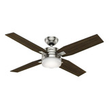 Ventilador 50  4 Aspas C/luz Brushed Nickel Marca Hunter Color De Las Aspas Café