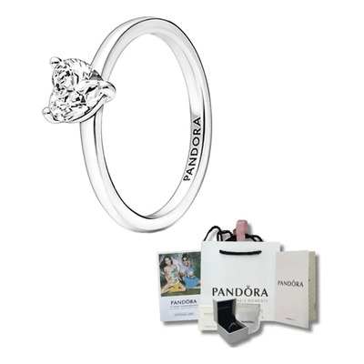 Anillo De Compromiso Corazón Brillante Color Plateado Talla 54 | Meses sin interés