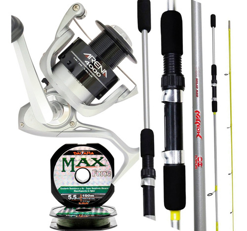 Kit Pesca 15 Kg Molinete Arena4000 +vara 1,80m Maruri+linha 