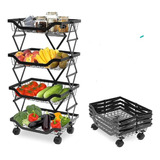 Carrito Organizador Plegable Con Ruedas Frutero 4 Niveles