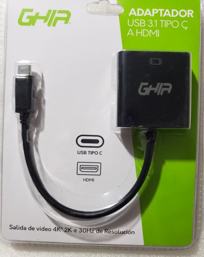 Adaptador Usb 3.1 Tipo C A Hdmi, Ghia Salida 4k