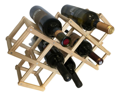 Organizador De Botellas Plegable Madera Hasta 10 Vinos Cukin