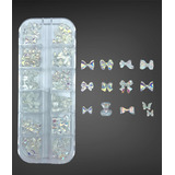 Piedra Strass Para Uñas Decoración Surtida Figuras Manicure Color Dijes Tornasol Lazo Oso Mariposa