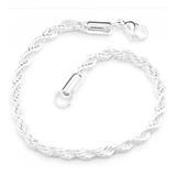 Pulsera Oro Blanco 18 Kilates Modelo Soga 20cm X 4mm Unisex