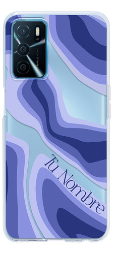 Funda Para Oppo Para Mujer Curvas Azules Con Tu Nombre