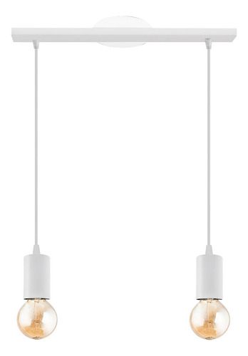 Colgante Techo Moderno 2 Luces Led E27 Deco Lampara Capuchon Color Blanco Delta-2