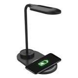 Base Cargador Celular Inalambrico Stf Con Lampara Led Color Negro