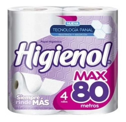 Papel Higiénico Higienol Max Simple 80 mts De x 4 unidades