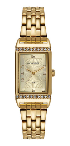 Relogio Mondaine Feminino Quadrado Dourado Pequeno Luxo