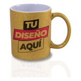 Tazón Taza Personalizada Glitter Dorada Gold -tu Diseño Aquí