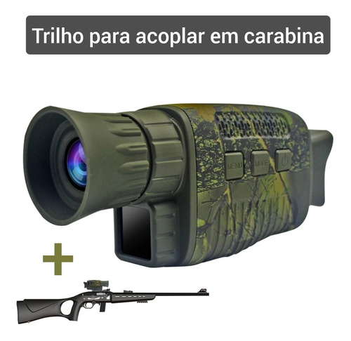 Monóculo Visão Noturna Kit Caça Completo Com Trilho E Laser