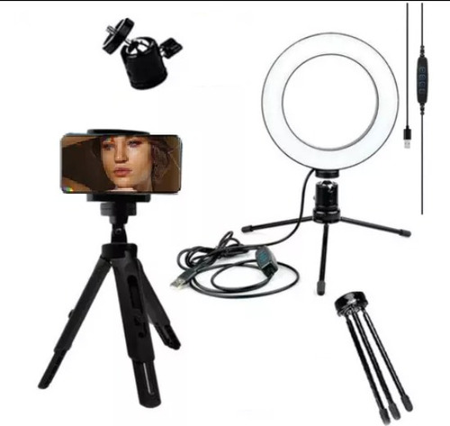 Mini Tripé Flexível + Ring Light Para Celular Universal