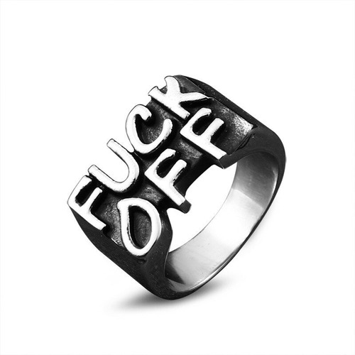 Anillo Fuck Rebelde Color Plata Acero Inoxidable Para Hombre