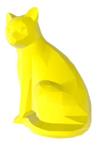 Gato Pelô Curto Geometrico Pet Amarelo