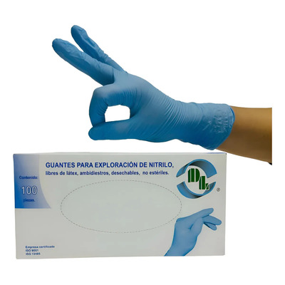 100 Guantes Para Exploración Nitrilo Sin Látex Talla Mediano Color Azul | MercadoLibre