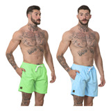 Kit 2 Short Masculino Liso Bermuda Praia Mauricinho Jr Rf230