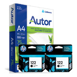 Cartuchos Hp 122 Negro Pack X2 Originales + Resma Autor A4