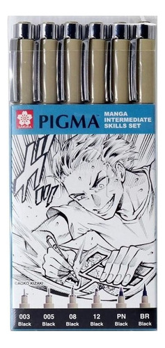 Set 6 Tiralíneas Pigma Micron Sakura Manga Intermedio