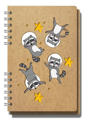 Libreta Personalizada Mapaches Espacio Regalo Personalizado