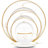 Cubierto Noritake Golden Wave De 5 Piezas, Blanco