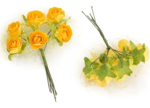 Pack Flor Artificial En Papel Con Tallo X 72unid  Tam1.5cm 