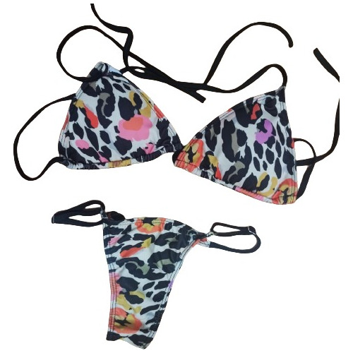 Bikini Triangulo Animal Print Colaless Regulable