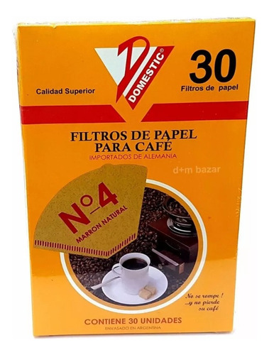 Filtros De Papel Para Cafe N°4 30 Unidades Por Caja D+m Baza