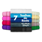 Kit C/7 Toalhas De Rosto - 45x80cm - 500 G/m² Top 