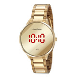 Relógio Feminino Dourado Led Mondaine 32060lpmvde1