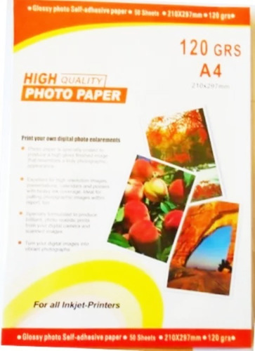 Papel Adhesivo Fotografico A4 Alta Calidad 50 Hojas 120grs