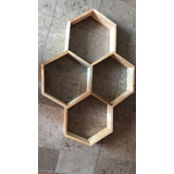 Repisa Hexagonal Flotante De Pino
