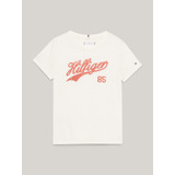 Playera Blanco Varsity Logo Purpurina De Niña Tommy Hilfiger