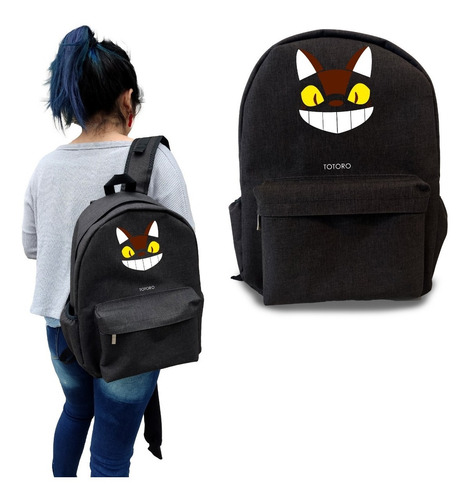 Mochila Negra De Neighbor Totoro Negra Diseños Exclusivos 