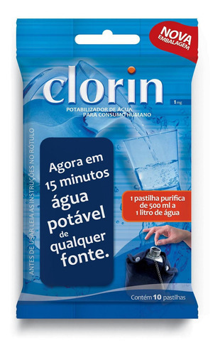 Clorin 1 - Higienizador, Purificador De Água, 1 Cartela