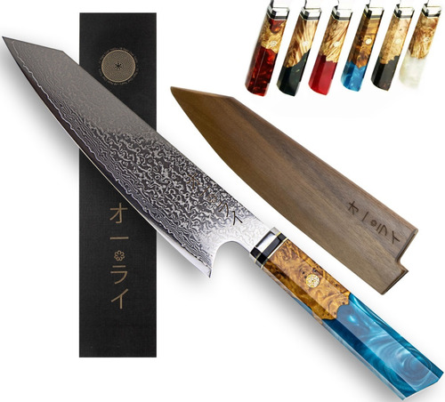 Cuchillo Chef Acero Damasco Japonés Profesional C/funda Incl